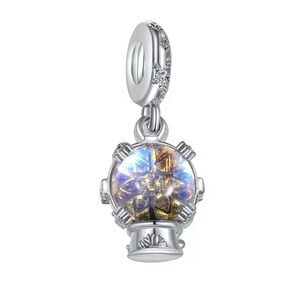 Elegant Silver Charm with Iridescent Stone